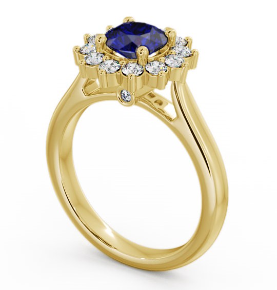 Cluster Blue Sapphire and Diamond 1.49ct Ring 18K Yellow Gold - Sulby ENRD50GEM_YG_BS_THUMB1