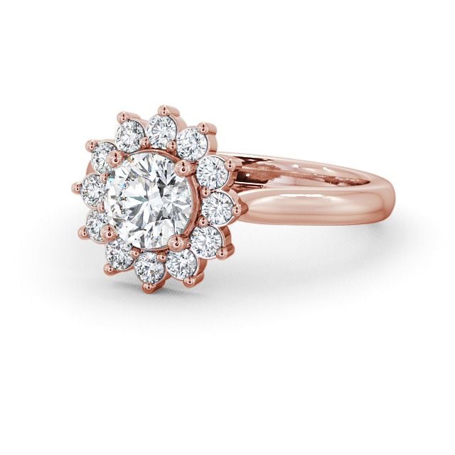 Cluster Round Diamond Engagement Ring 18K Rose Gold - Sulby ENRD50_RG_FLAT