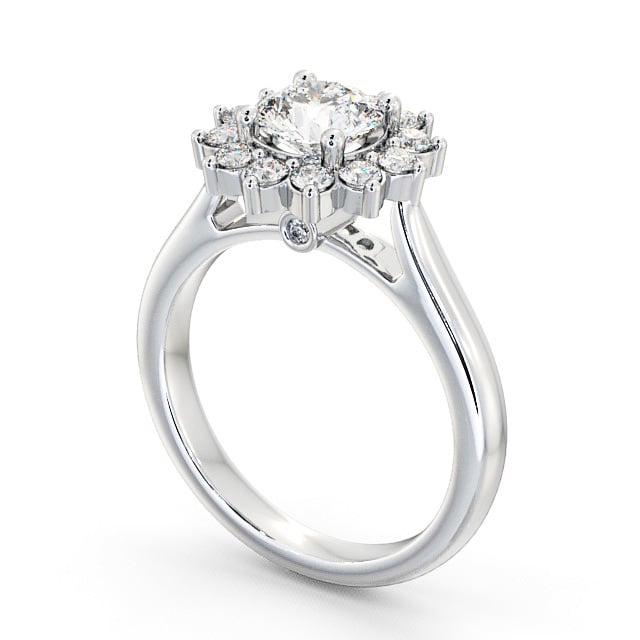 Cluster Round Diamond Engagement Ring 18K White Gold - Sulby ENRD50_WG_SIDE