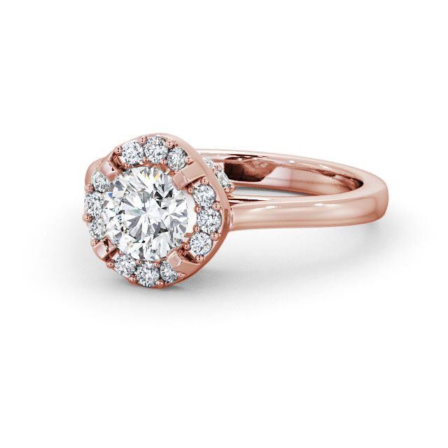 Halo Round Diamond Engagement Ring 18K Rose Gold - Bruera ENRD51_RG_FLAT