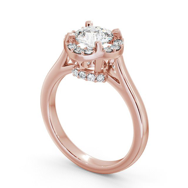 Halo Round Diamond Engagement Ring 18K Rose Gold - Bruera ENRD51_RG_SIDE
