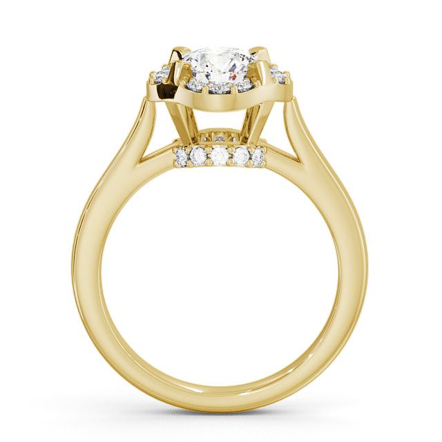 Halo Round Diamond Engagement Ring 9K Yellow Gold - Bruera ENRD51_YG_UP
