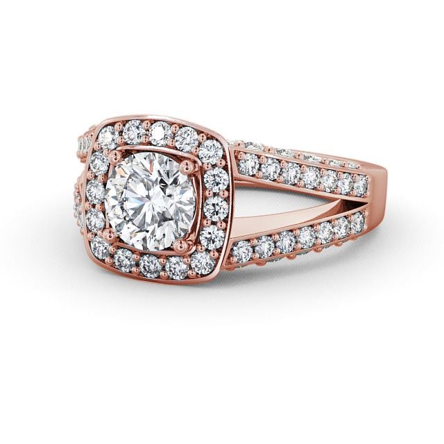 Halo Round Diamond Engagement Ring 18K Rose Gold - Ferring ENRD52_RG_FLAT
