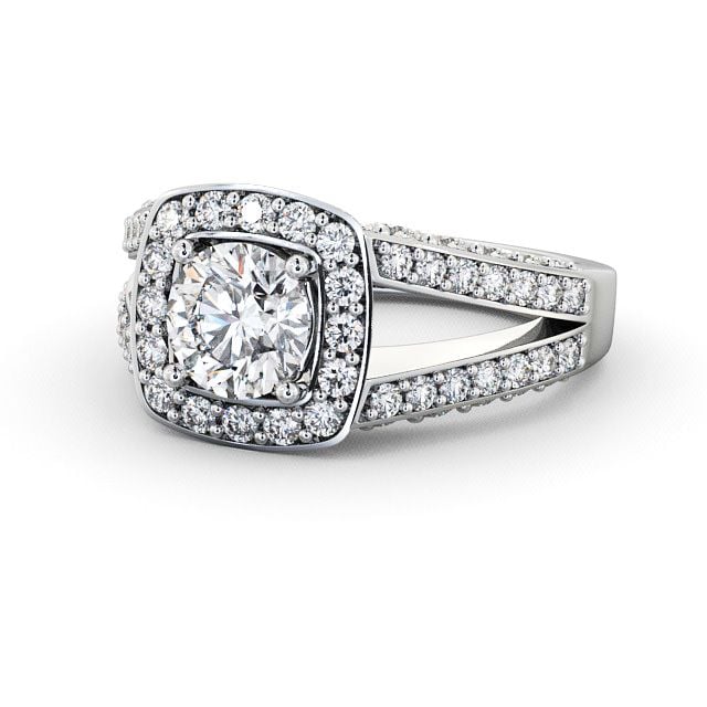 Halo Round Diamond Engagement Ring 9K White Gold - Ferring ENRD52_WG_FLAT