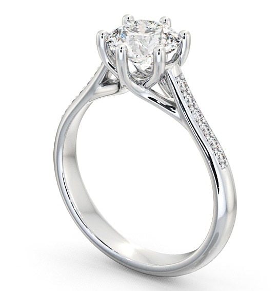 Round Diamond Engagement Ring 18K White Gold Solitaire With Side Stones - Ainsdale ENRD53S_WG_THUMB1