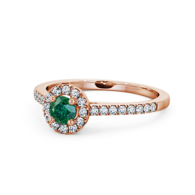 Halo Emerald and Diamond 0.51ct Ring 18K Rose Gold - Belvoir ENRD54GEM_RG_EM_FLAT