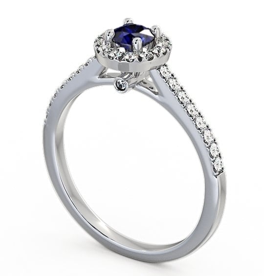 Halo Blue Sapphire and Diamond 0.58ct Ring 9K White Gold - Belvoir ENRD54GEM_WG_BS_THUMB1