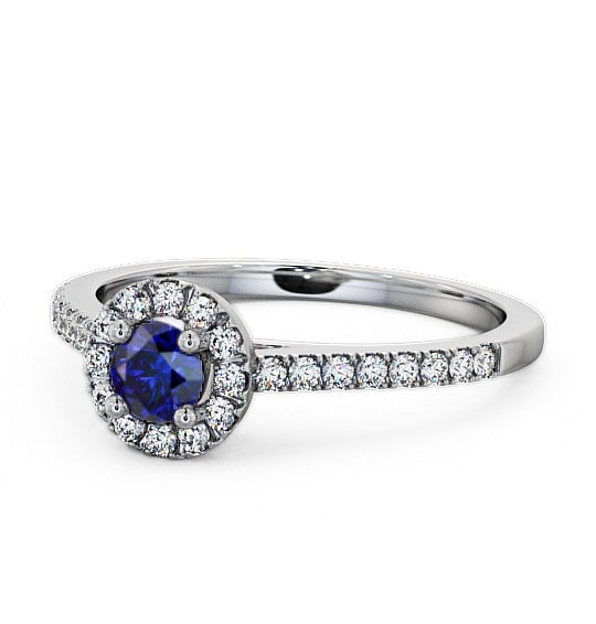  Halo Blue Sapphire and Diamond 0.58ct Ring 18K White Gold - Belvoir ENRD54GEM_WG_BS_THUMB2 