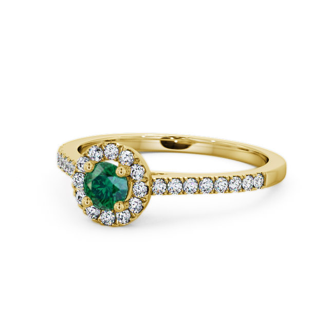 Halo Emerald and Diamond 0.51ct Ring 18K Yellow Gold - Belvoir ENRD54GEM_YG_EM_FLAT