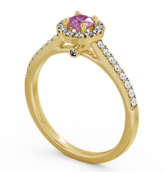  Halo Pink Sapphire and Diamond 0.58ct Ring 18K Yellow Gold - Belvoir ENRD54GEM_YG_PS_THUMB1 