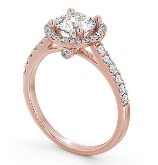 Halo Round Diamond Engagement Ring 18K Rose Gold - Belvoir ENRD54_RG_THUMB1