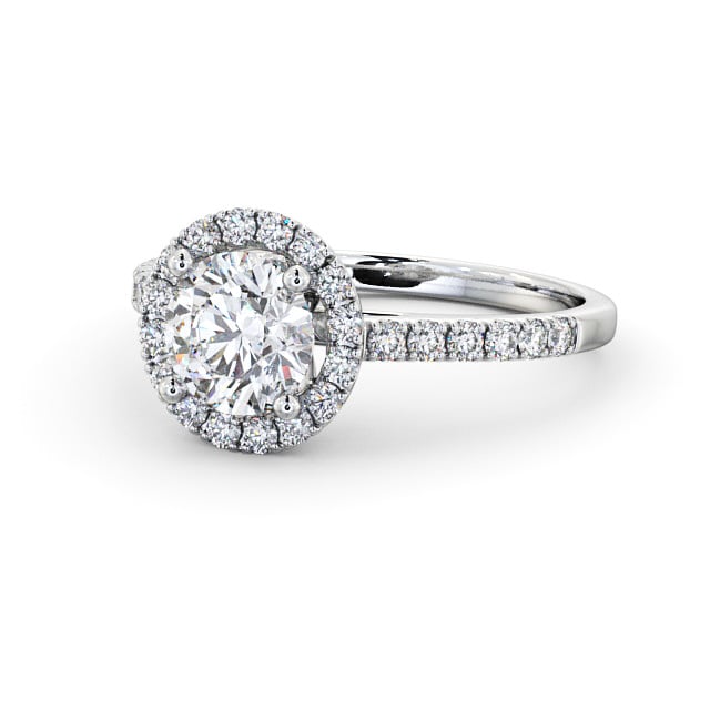 Halo Round Diamond Engagement Ring 18K White Gold - Belvoir ENRD54_WG_FLAT
