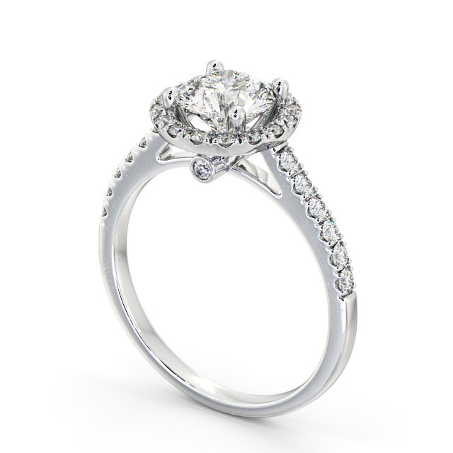 Halo Round Diamond Engagement Ring 18K White Gold - Belvoir ENRD54_WG_SIDE