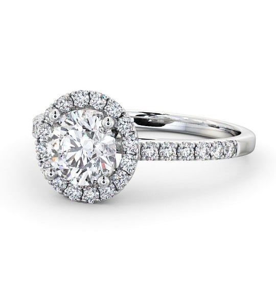  Halo Round Diamond Engagement Ring 18K White Gold - Belvoir ENRD54_WG_THUMB2 