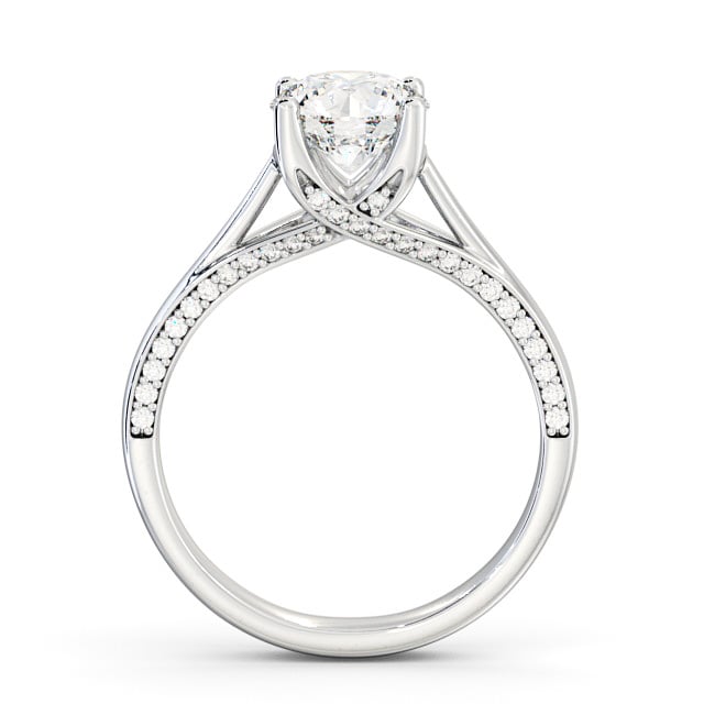 Round Diamond Engagement Ring Platinum Solitaire With Side Stones - Hasbury ENRD56_WG_UP