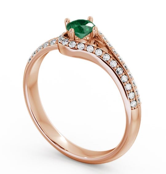 Open Halo Emerald and Diamond 0.50ct Ring 9K Rose Gold - Cameley ENRD58GEM_RG_EM_THUMB1