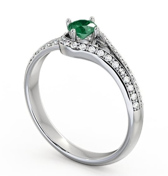  Open Halo Emerald and Diamond 0.50ct Ring 9K White Gold - Cameley ENRD58GEM_WG_EM_THUMB1 