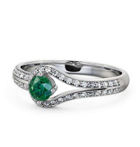 Open Halo Emerald and Diamond 0.50ct Ring 9K White Gold - Cameley ENRD58GEM_WG_EM_THUMB2 