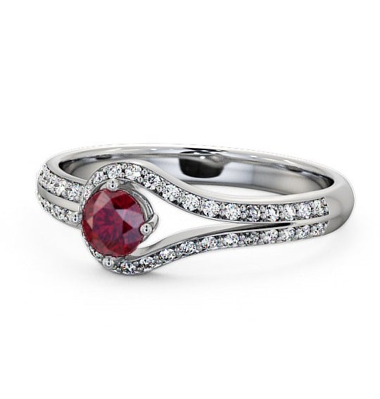  Open Halo Ruby and Diamond 0.57ct Ring Platinum - Cameley ENRD58GEM_WG_RU_THUMB2 