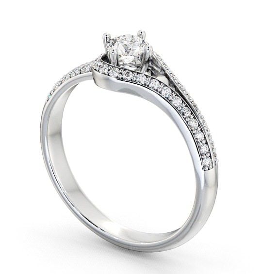 Halo Round Diamond Engagement Ring 9K White Gold - Cameley ENRD58_WG_THUMB1