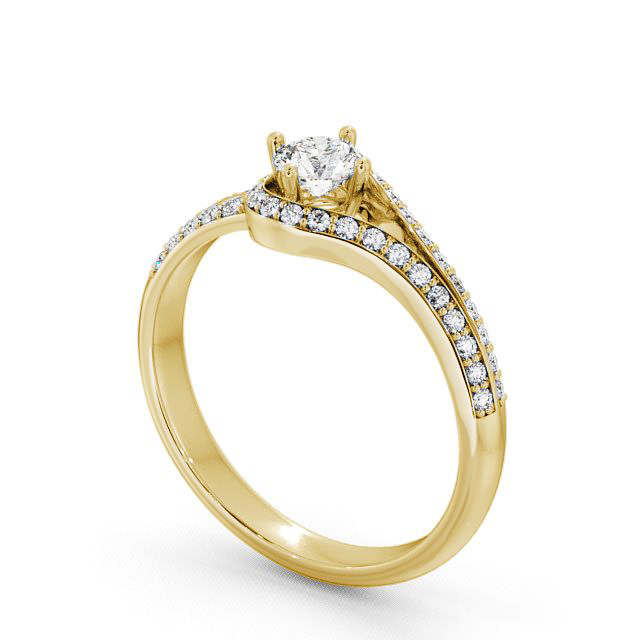 Halo Round Diamond Engagement Ring 9K Yellow Gold - Cameley ENRD58_YG_SIDE