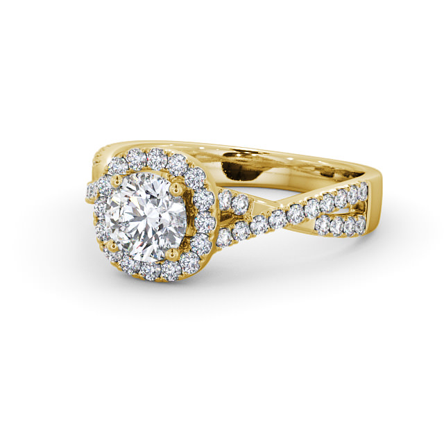 Halo Round Diamond Engagement Ring 9K Yellow Gold - Balavil ENRD59_YG_FLAT