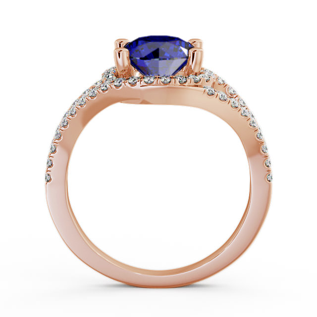 Halo Blue Sapphire and Diamond 1.94ct Ring 9K Rose Gold - Levam ENRD60GEM_RG_BS_UP