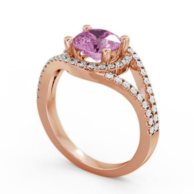 Halo Pink Sapphire and Diamond 1.94ct Ring 9K Rose Gold - Levam ENRD60GEM_RG_PS_SIDE