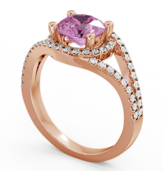 Halo Pink Sapphire and Diamond 1.94ct Ring 9K Rose Gold - Levam ENRD60GEM_RG_PS_THUMB1