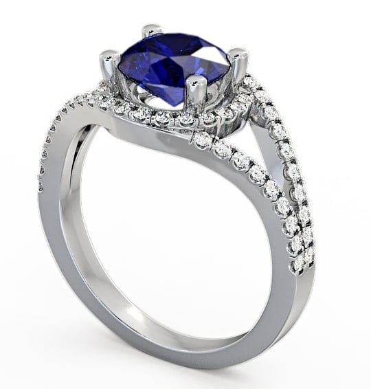 Halo Blue Sapphire and Diamond 1.94ct Ring Palladium - Levam ENRD60GEM_WG_BS_THUMB1
