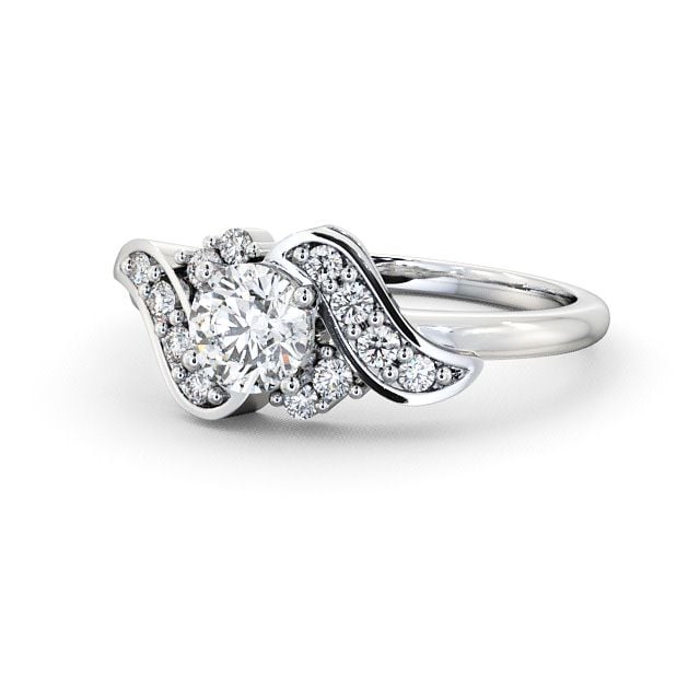 Round Diamond Engagement Ring 9K White Gold Solitaire - Milo ENRD61_WG_FLAT
