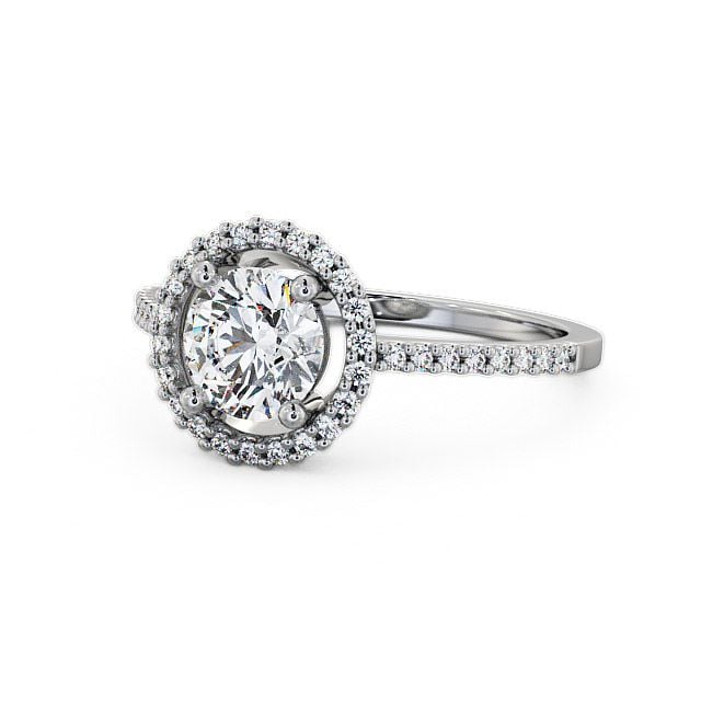 Halo Round Diamond Engagement Ring Platinum - Kerris ENRD62_WG_FLAT