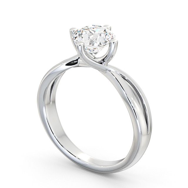 Round Diamond Engagement Ring 9K White Gold Solitaire - Alisery ENRD63_WG_SIDE