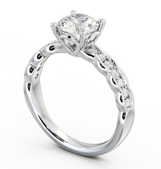 Round Diamond Engagement Ring Platinum Solitaire With Side Stones - Felicia ENRD64_WG_THUMB1
