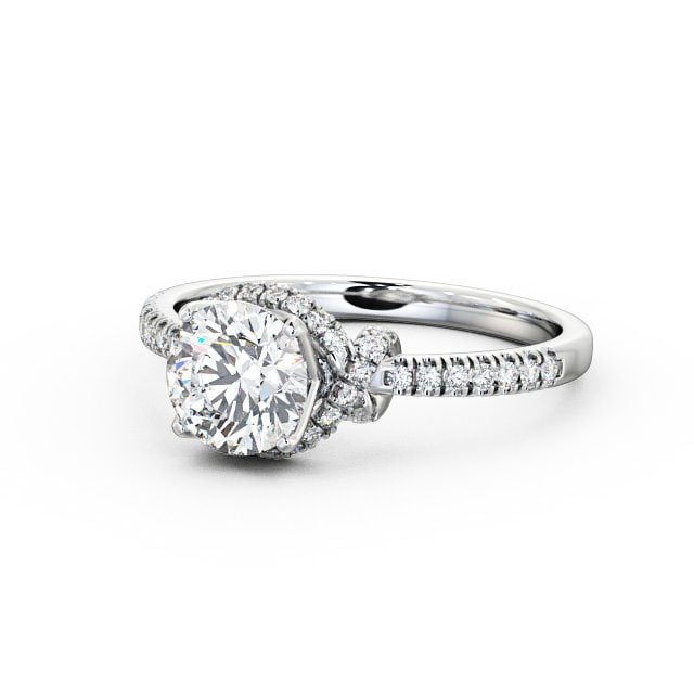 Halo Round Diamond Engagement Ring 18K White Gold - Chambery ENRD65_WG_FLAT