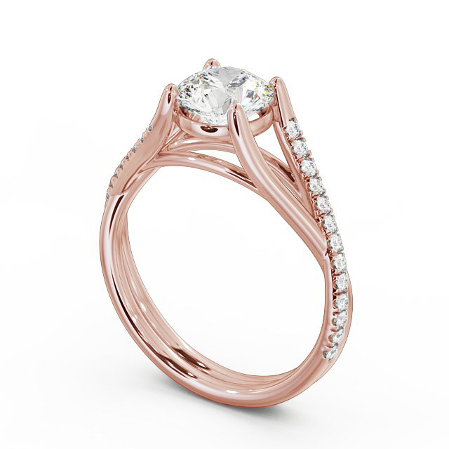Round Diamond Engagement Ring 9K Rose Gold Solitaire With Side Stones - Abigail ENRD67_RG_SIDE