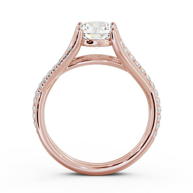 Round Diamond Engagement Ring 9K Rose Gold Solitaire With Side Stones - Abigail ENRD67_RG_UP