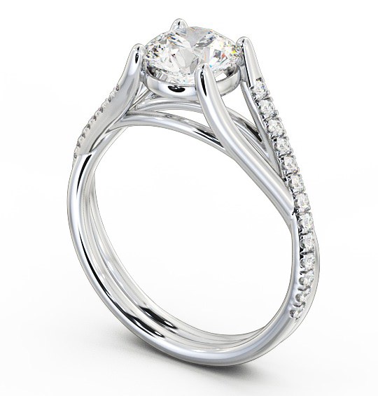 Round Diamond Engagement Ring 9K White Gold Solitaire With Side Stones - Abigail ENRD67_WG_THUMB1