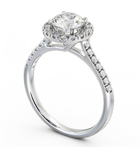 Halo Round Diamond Engagement Ring 18K White Gold - Isabelle ENRD69_WG_THUMB1