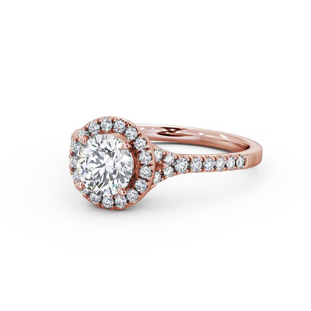 Halo Round Diamond Engagement Ring 9K Rose Gold - Rennes ENRD71_RG_FLAT