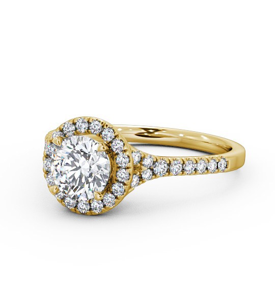  Halo Round Diamond Engagement Ring 18K Yellow Gold - Rennes ENRD71_YG_THUMB2 
