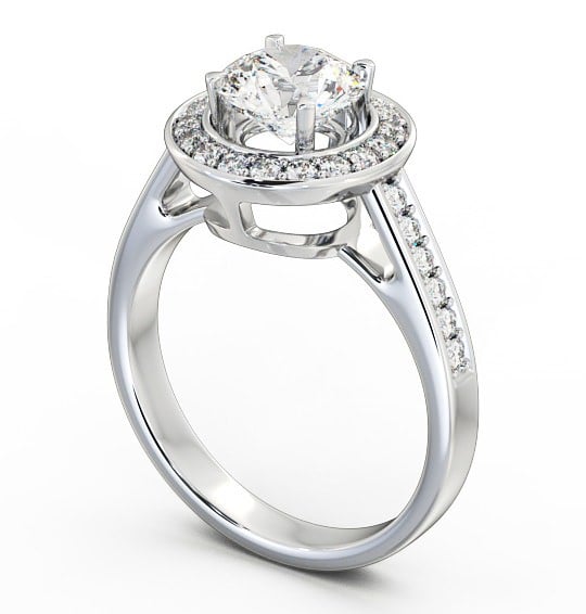  Halo Round Diamond Engagement Ring 18K White Gold - Lola ENRD72_WG_THUMB1 