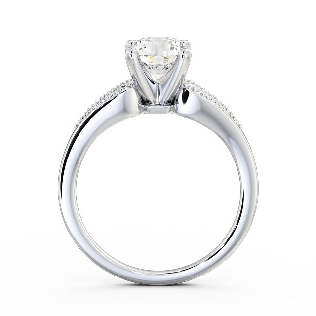 Round Diamond Engagement Ring Palladium Solitaire With Side Stones - Agria ENRD78_WG_UP