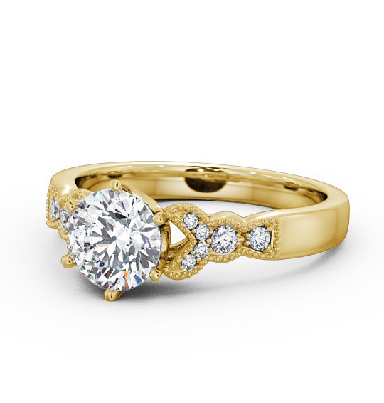  Vintage Round Diamond Engagement Ring 9K Yellow Gold Solitaire - Brianna ENRD82_YG_THUMB2 
