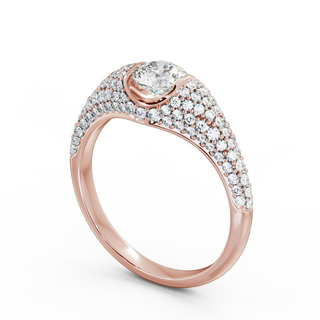 Pave 1.02ct Round Diamond Engagement Ring 9K Rose Gold Solitaire - Azara ENRD83_RG_SIDE