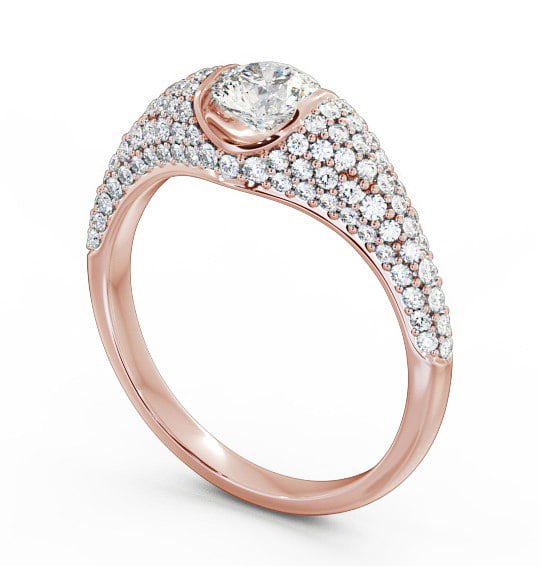  Pave 1.02ct Round Diamond Engagement Ring 9K Rose Gold Solitaire - Azara ENRD83_RG_THUMB1 