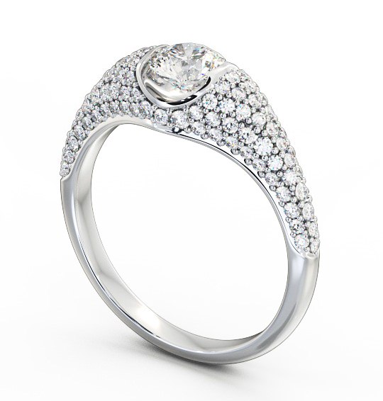  Pave 1.02ct Round Diamond Engagement Ring 18K White Gold Solitaire - Azara ENRD83_WG_THUMB1 