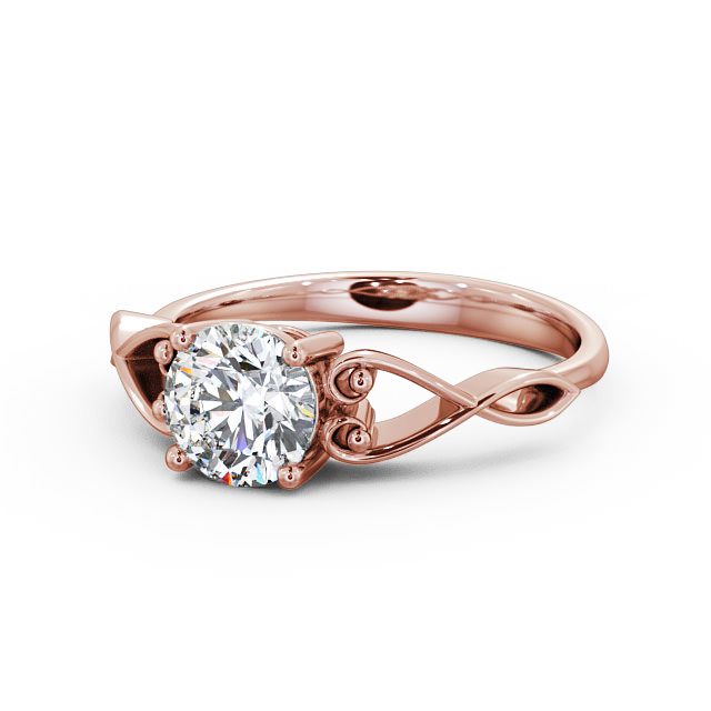 Round Diamond Engagement Ring 9K Rose Gold Solitaire - Romina ENRD86_RG_FLAT
