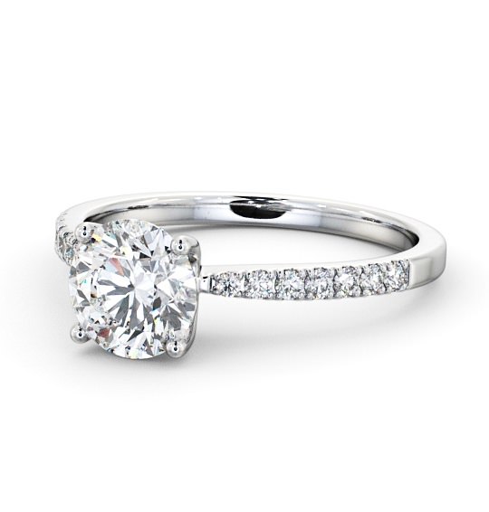  Round Diamond Engagement Ring 18K White Gold Solitaire With Side Stones - Hera ENRD89S_WG_THUMB2 