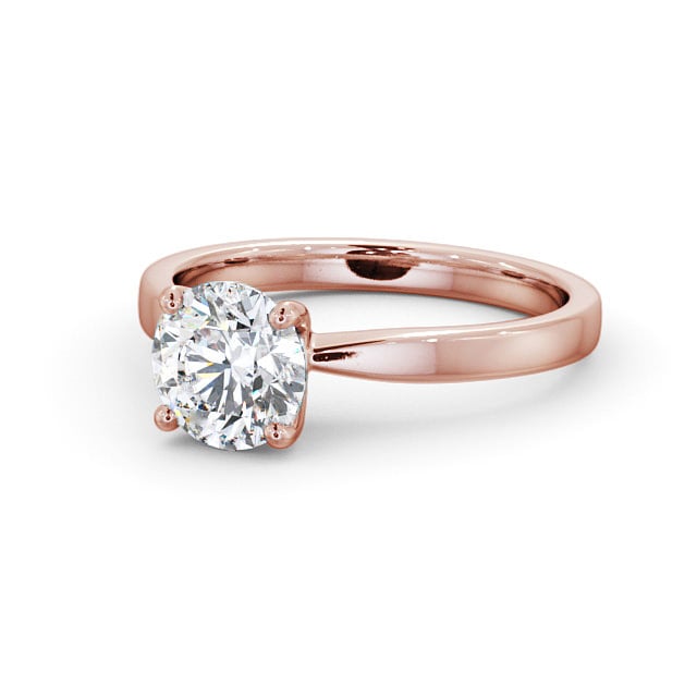 Round Diamond Engagement Ring 9K Rose Gold Solitaire - Belva ENRD89_RG_FLAT